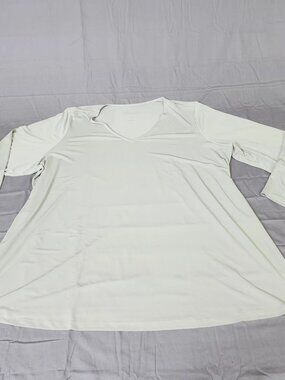 Susan Graver Womens Plus 4X Tunic T-Shirt V-Neck Long Sleeve Gray Stretch